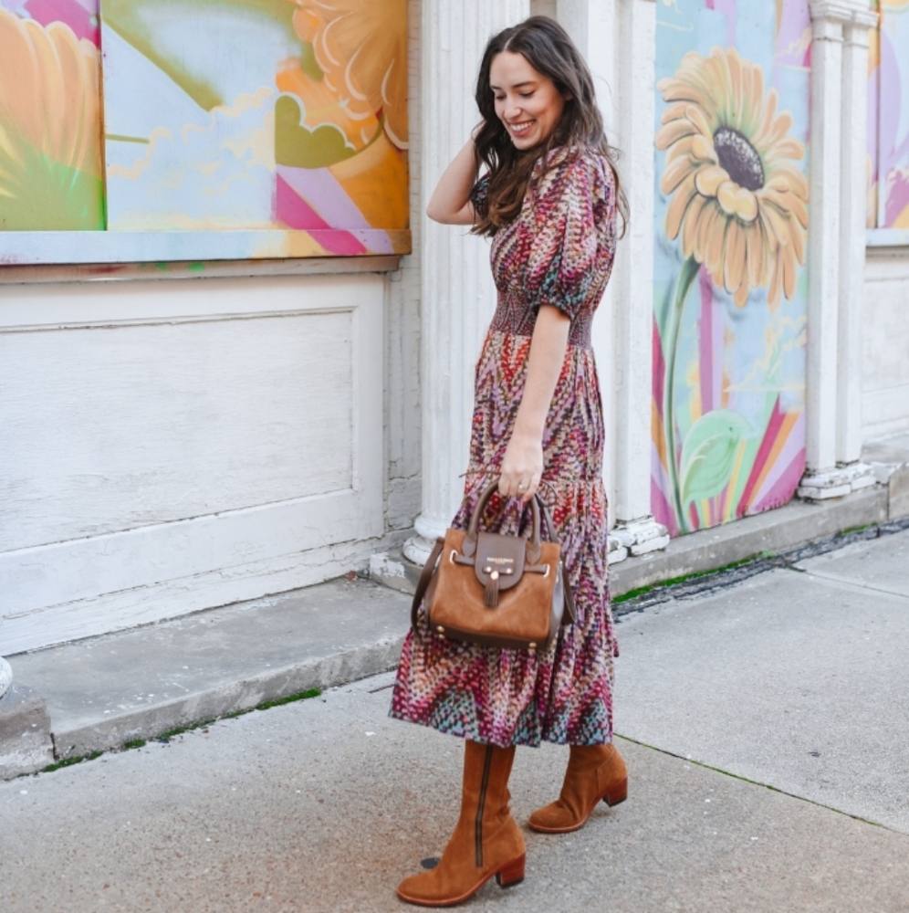 Anthropologie Joyce Puff Sleeve Tiered Midi Dress 10 - Picture 3 of 16